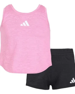 adidas Kids Melange Flounce Tank Shorts Set (Toddler/Little Kid)