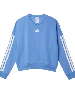 adidas Kids 3-Stripes Crew Neck Heather Fleece Pullover (Big Kid)