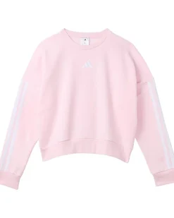 adidas Kids 3-Stripes Crew Neck Heather Fleece Pullover (Big Kid)