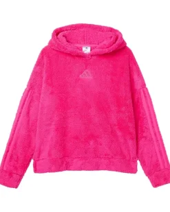 adidas Kids 3-Stripes Sherpa Hooded Pullover (Big Kid)
