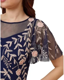 Adrianna Papell Beaded Short Dress Women's