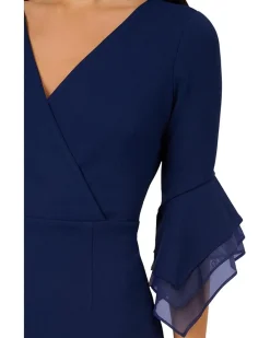 Adrianna Papell Crepe Combo Midi Dress Women's
