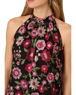 Adrianna Papell Embroidered Short Dress Women's