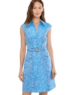 Adrianna Papell Floral Belt Jacquard Short Dress Women's