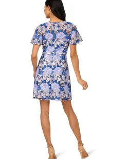 Adrianna Papell Floral Embroidery Short Dress Women's