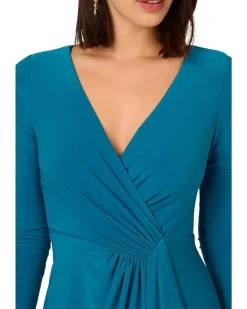Adrianna Papell Jersey Draped Short Dress Women's