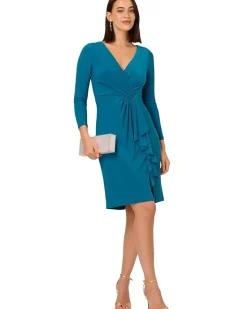 Adrianna Papell Jersey Draped Short Dress Women's