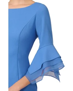 Adrianna Papell Knit Crepe Tiered Sleeve Dress Women's