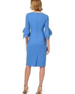 Adrianna Papell Knit Crepe Tiered Sleeve Dress Women's