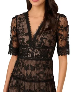 Adrianna Papell Lace Embroidery Dress Women's