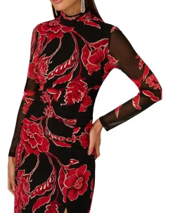 Adrianna Papell Mockneck Ruched Maxi Dress Women's