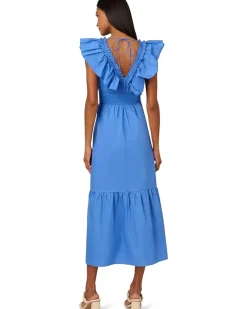Adrianna Papell Ruffle Front Maxi Dress Women's