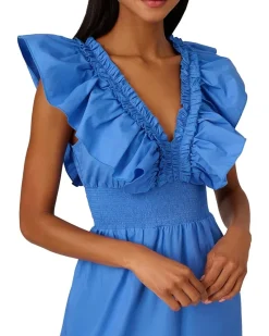 Adrianna Papell Ruffle Front Maxi Dress Women's