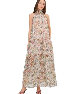 Avec Les Filles Drop Waist High Collar Sleeveless Maxi Women's