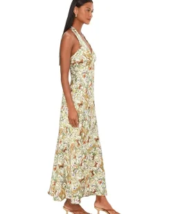 Avec Les Filles Scarf Tie Neck Halter Maxi Dress Women's