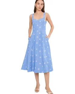 Avec Les Filles Sleeveless Sweetheart Midi Dress Women's