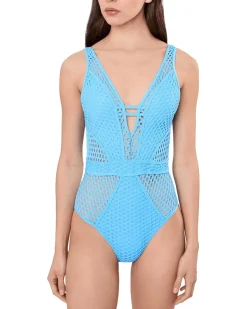 BECCA Castaway Textured Plunge One-Piece Women's