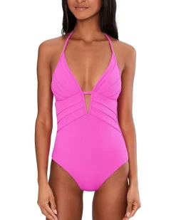BECCA Modern Edge Rib Mira Pleated V-Wire One-Piece Women's