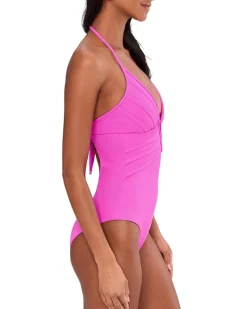 BECCA Modern Edge Rib Mira Pleated V-Wire One-Piece Women's
