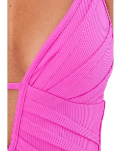 BECCA Modern Edge Rib Mira Pleated V-Wire One-Piece Women's