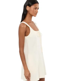 Blank NYC Chalk Mark A Line Flare Linen Dress in Beige Women's