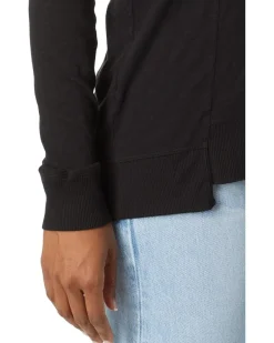 bobi Los Angeles V-Neck Long Sleeve Princess Seam Rib Mix Tee Women's