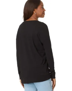 bobi Los Angeles V-Neck Long Sleeve Princess Seam Rib Mix Tee Women's