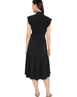 Calvin Klein Cap Sleeve Gauze Self Tie Midi Dress Women's