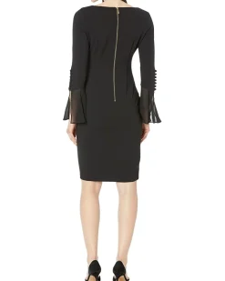 Calvin Klein Chiffon Bell Sleeve Sheath Dress Women's
