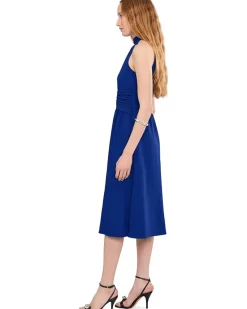 Calvin Klein High Neck Twist Front Gauze Dress Women's