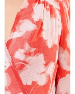 Calvin Klein Long Sleeve Floral Chiffon Self Tie Midi Women's