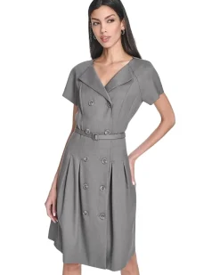 Calvin Klein Melange Suiting Belted Aline Women's