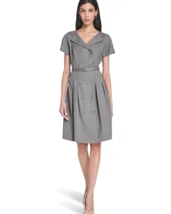 Calvin Klein Melange Suiting Belted Aline Women's
