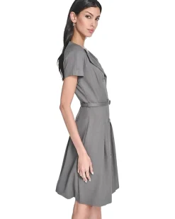 Calvin Klein Melange Suiting Belted Aline Women's