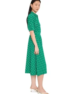 Calvin Klein Polka Dot Gauze Self Tie Shirt Dress Women's