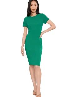 Calvin Klein Scuba Crepe Short Key Hole Short Sleeve Sheath Women's