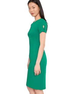 Calvin Klein Scuba Crepe Short Key Hole Short Sleeve Sheath Women's