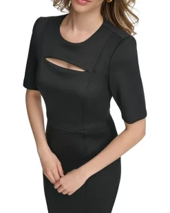 Calvin Klein Scuba Short Sheath Dress with Cutout Detail Women's
