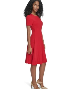 Calvin Klein Short Sleeve Scuba Crepe A-Line Women's