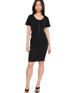 Calvin Klein Short Sleeve Scuba Crepe Zipper Neck Sheath Women's