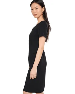 Calvin Klein Short Sleeve Scuba Crepe Zipper Neck Sheath Women's