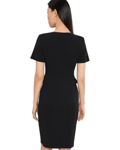 Calvin Klein Short Sleeve Scuba Crepe Zipper Neck Sheath Women's