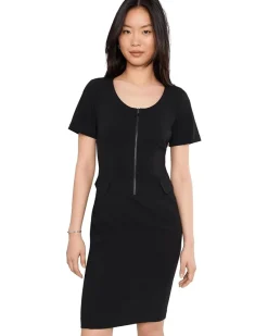 Calvin Klein Short Sleeve Scuba Crepe Zipper Neck Sheath Women's