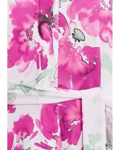 Calvin Klein Short Sleeve Scuba Crepe Self Tie Floral Shirt Dress Women's