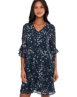 Calvin Klein 3/4 Sleeve Chiffon Shift Dress Women's