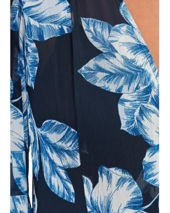 Calvin Klein 3/4 Sleeve Floral Chiffon Maxi Women's