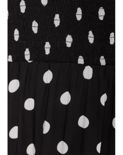 Calvin Klein Sleeveless Smocked Polka Dot Midi Women's