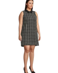 Calvin Klein Sleeveless Tweed Sheath With Collar Women's