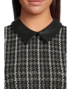 Calvin Klein Sleeveless Tweed Sheath With Collar Women's