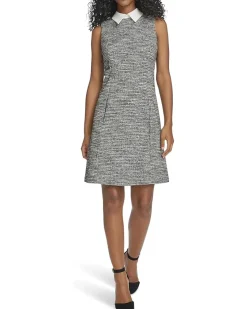 Calvin Klein Sleeveless Tweed Aline with Collar Women's